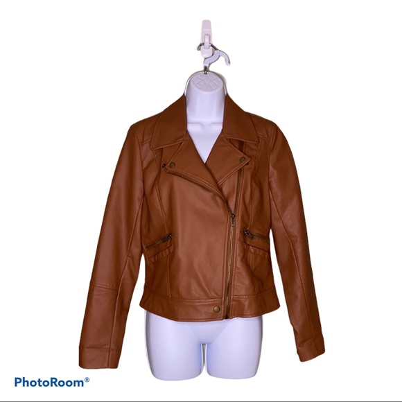 Takara Jackets & Blazers - Takara  Vegan Leather Black Moto Style Jacket Med